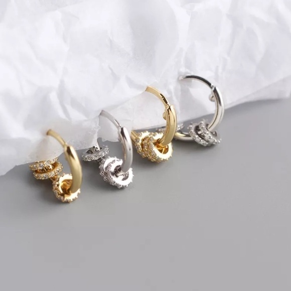 NEW 925 Sterling Silver Small Circle Rhinestone Earrings ‼️Restocked ‼️ - Picture 15 of 16